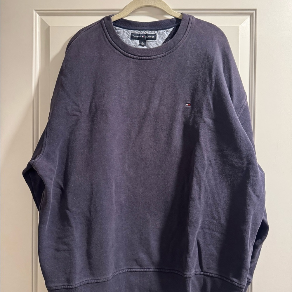 Tommy Hilfiger Blue Crewneck Sweater Soft Cotton Blend